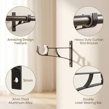 Heavy Duty Aluminum Curtain Rod Brackets Wall Mount Holders - 30 Pcs