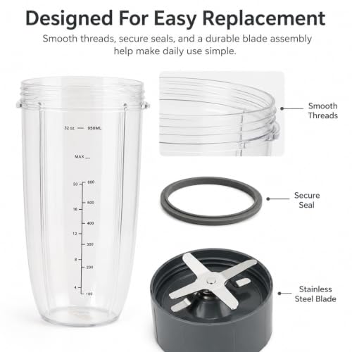 Nutribullet Blender Replacement Accessory Set - 4 Pieces for 600W & Pro 900W