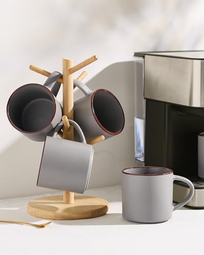 Dark Gray Famiware Coffee Mug Set of 6, 14oz Ceramic Cups for Hot Drinks