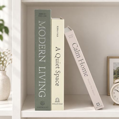 Faux Book Storage Boxes Set of 3 - Sage Green Decorative Home Decor