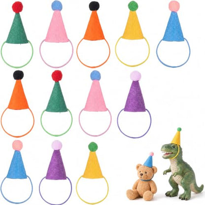12 Pcs Mini Party Hats for Stuffed Animals Cake Toppers Tiny Birthday Decor