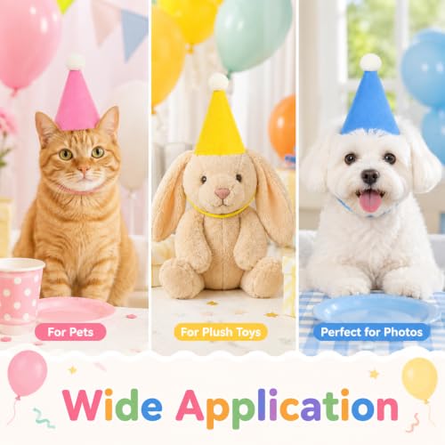 Mini Party Hats and Balloons Set for Stuffed Animals - Multicolor