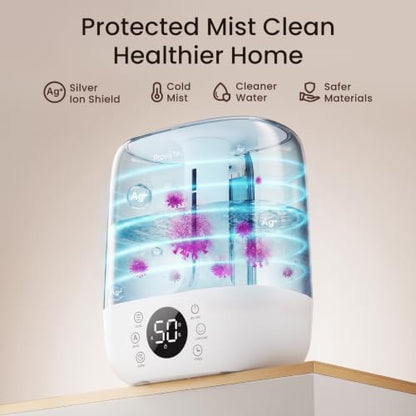 Cool Mist Ultrasonic Humidifier 6L for Bedroom with Auto Humidity Control