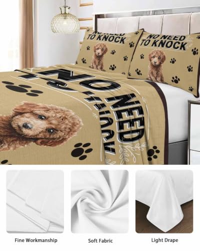 Twin XL Flat Sheet Only Microfiber Pet Paw Prints Farmhouse Bed Bedding - Brown