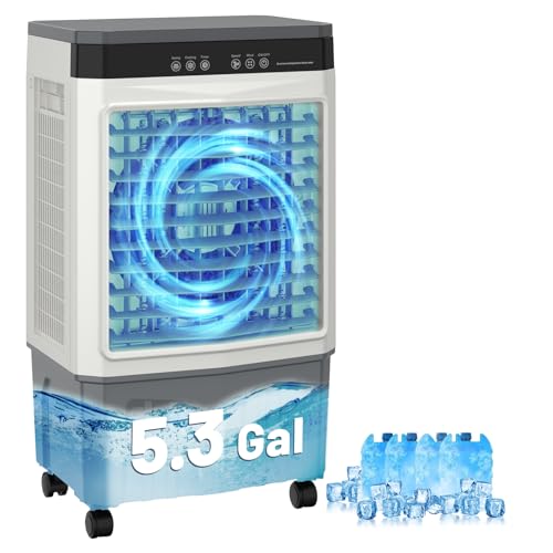 Auertech White Evaporative Swamp Cooler 5.3 Gal Portable Air Conditioner