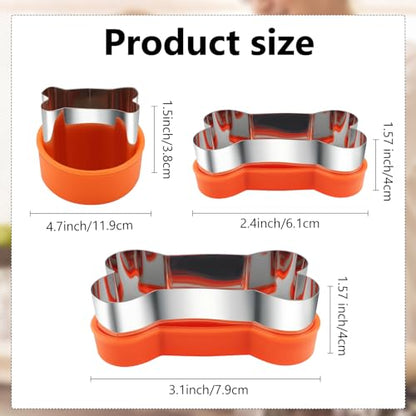 Dog Cookie Cutters Set 3 Sizes Stainless Steel Bone Paw Print Mold for Homemade Treats