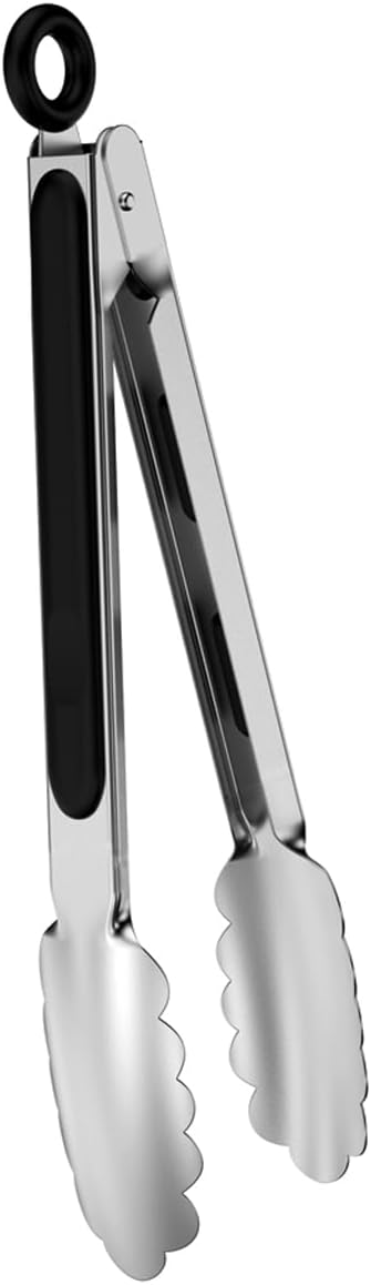 Skiennix 9-Inch Stainless Steel Kitchen Tongs - Locking Design with Non-Slip Grip