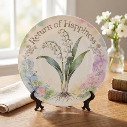 May Lily of the Valley Decorative Plate - 8 Inch Birth Flower Wall Art - Variation of May - Return of Happiness