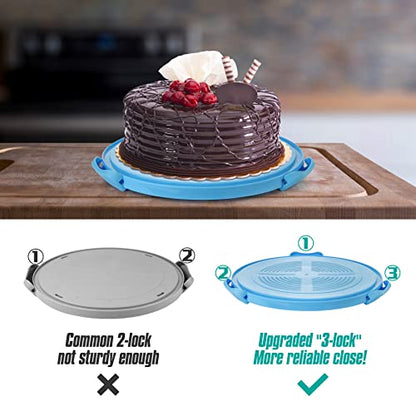 Zoofen Cake Carrier with Handle 10in Cake Stand Blue Cake Holder Cover Round Container for 10in or Less Size