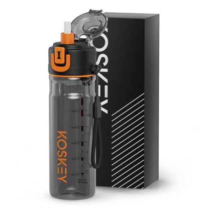 24 OZ Misting Water Bottle for Sports and Outdoor Activities - Black