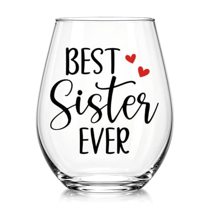 Stemless Wine Glass - Best Sister Ever, 15 Oz, Transparent07
