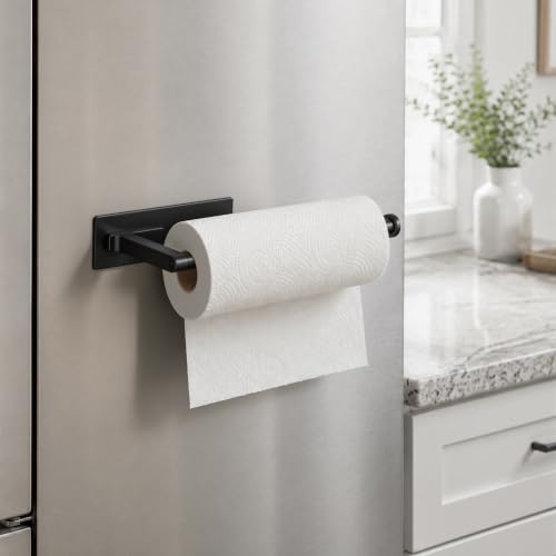 Magnetic Paper Towel Holder for Fridge, Toolbox & Grill - Matte Black