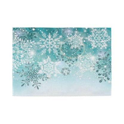 Christmas Burlap Placemats Set of 6 Snowflake Holiday Table Mats for Dining