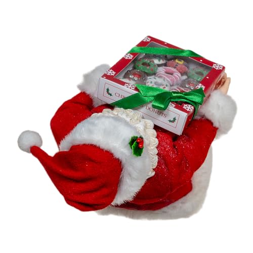 Festive Santa Figurine with Donuts - 10.5-inch Holiday Decor