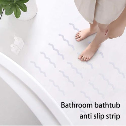 24 Pcs Clear Wave-Shaped Non-Slip Bathtub Stickers with Scraper - Removable Shower Treads for Kids & Seniors