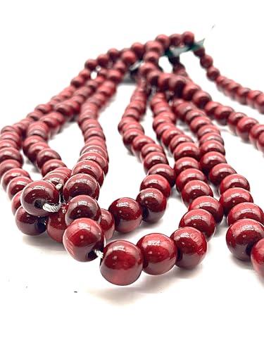 9-Foot Wood Beaded Burgundy Garland for Holiday Decor