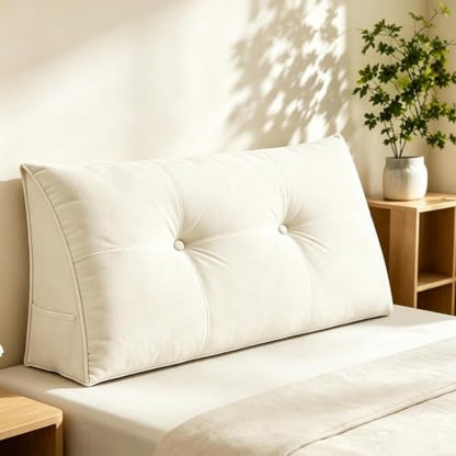 Dorm Headboard Pillow Twin XL Bed Wedge Cushion White 23.62x15.75in - Bluezura