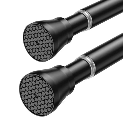 Adjustable Tension Curtain Rod 28-48 Inch Black Stainless Steel No Drill