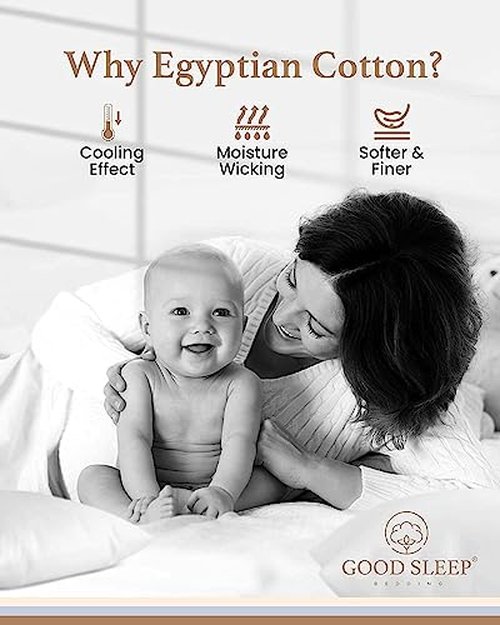 1000 TC White Standard Pillowcases Set of 4 100% Egyptian Cotton Pillow Cases with Long Staple Cotton & Sateen Weave, Silky Soft Hotel - Like Bed Pillow Covers for Comfy Sleeping, Snug Fit