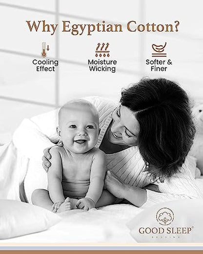 1000 TC White Standard Pillowcases Set of 4 100% Egyptian Cotton Pillow Cases with Long Staple Cotton & Sateen Weave, Silky Soft Hotel - Like Bed Pillow Covers for Comfy Sleeping, Snug Fit