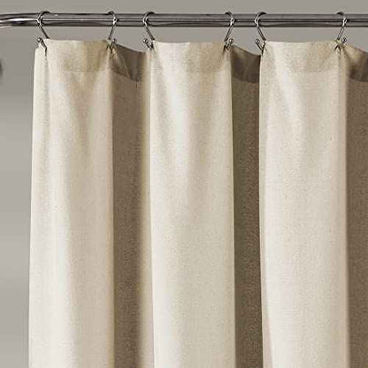 Lush Decor Linen Button Shower Curtain, 72" W x 72" L, Linen - Neural Shower Curtain Fabric - Bathroom Curtain - Farmhouse Bathroom Decor