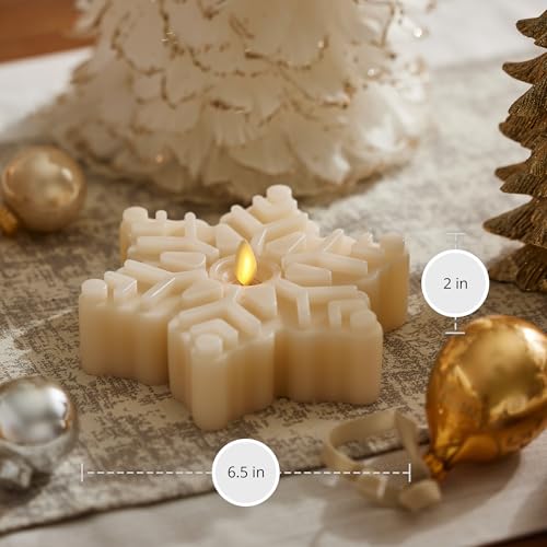 Flameless Flickering Snowflake Tealight Candle - White Swan Snowflake, 6.5"