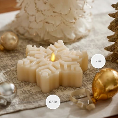 Flameless Flickering Snowflake Tealight Candle - White Swan Snowflake, 6.5"