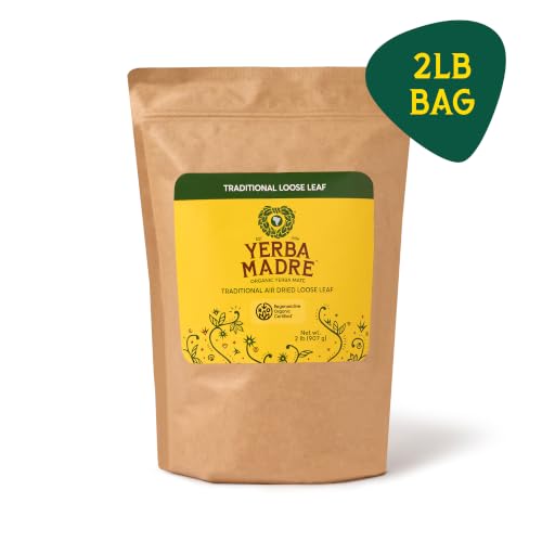 Organic Loose Leaf Yerba Mate 2LB Bag - Traditional Air Dried, Regenerative Certified
