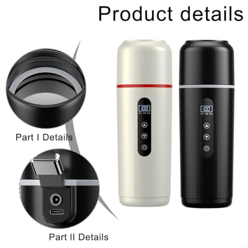 White Electric Travel Kettle for Car 12V/24V with Touch Control & LCD Display