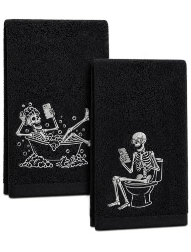 Halloween Skeleton Hand Towels 2 Pack - Spooky Bathroom & Kitchen Decor