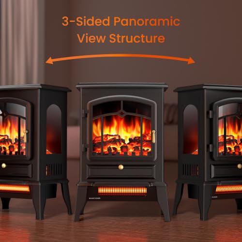 22 Inch Electric Fireplace Stove - Upgraded Model with 5100 BTU and Dual Heat