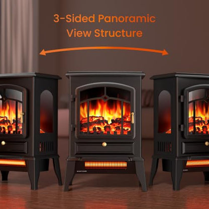 22 Inch Electric Fireplace Stove - Upgraded Model with 5100 BTU and Dual Heat