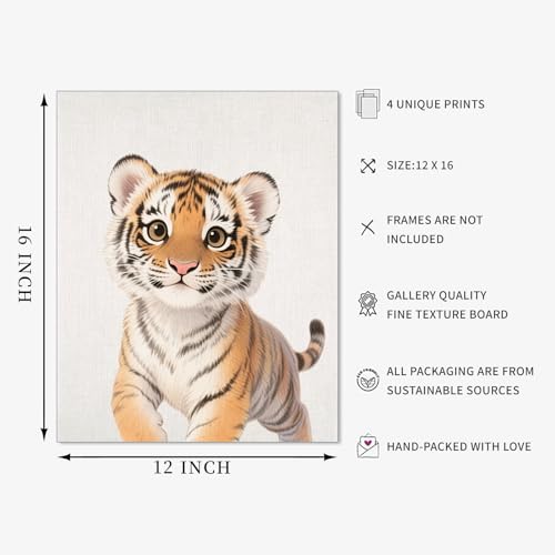 VOLIX Set of 6 Wall Art Unframed Jungle Animal Wall Hanging Decor for Kids Room, Nursery, Safari Themed Birthday Party, 8" x 10"