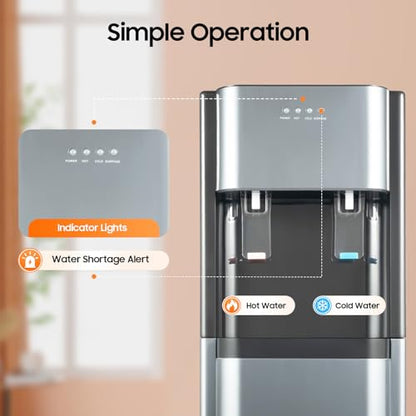 Bottom Loading Water Cooler Dispenser for 5 Gallon Bottles, Stainless Steel