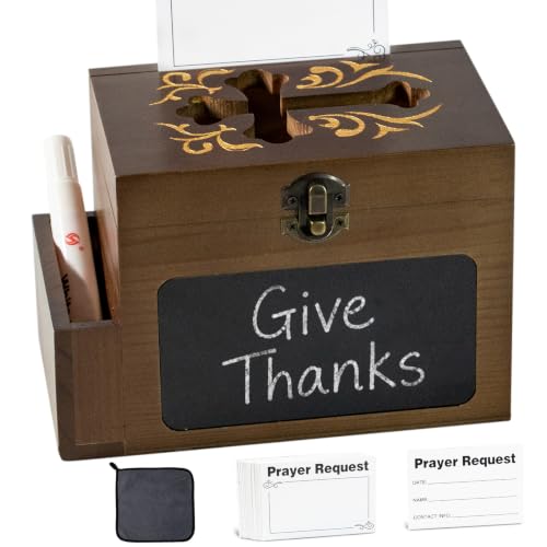 Nature Wood Prayer Box with Chalkboard and 100 Prayer Cards - Christian Gift