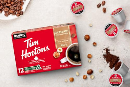 Tim Hortons Hazelnut Light Medium Roast Coffee, Keurig K-cup compatible pods, 120g, 12 pods {Imported from Canada}