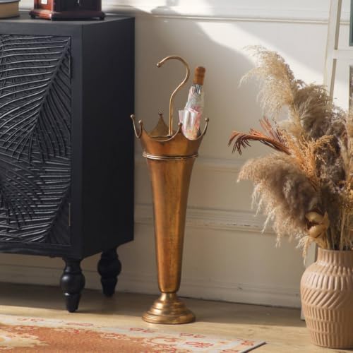 Crown-Shaped Floor Umbrella Stand Holder Rack with Antique Bronze Finish