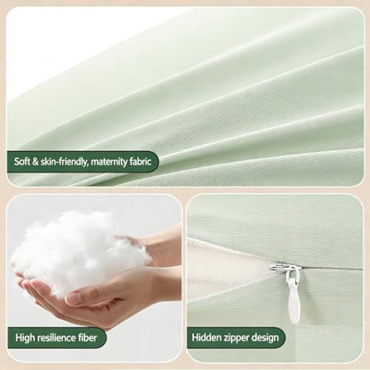 Full-Body Cooling Pillow - Ergonomic Wave-Shaped Support, 95x25cm - Green