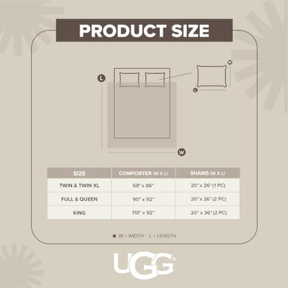 UGG Nita Queen Comforter Set - Reversible Fluffy Bedding, Navy Blue, Full/Queen Variation