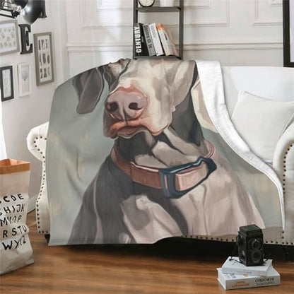 Weimaraner Dog Blanket Gift for Women Kids - Cozy Flannel Throw 60x80 in - Puppy Lover Decor