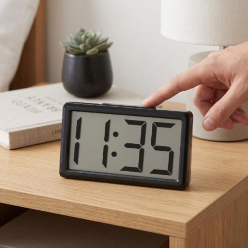 Magnetic Digital Clock with 12 Hour Display - Black, Portable