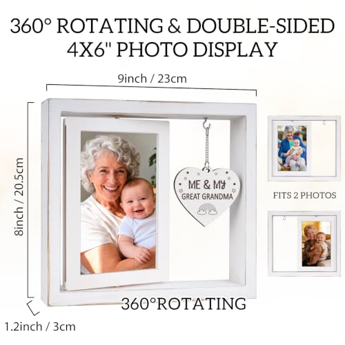 White Great Grandma Photo Frame Keepsake - Pregnancy Announcement Gift for Great Grandma