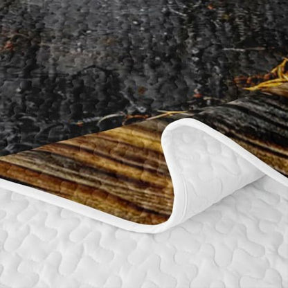 King Size Duck Hunting Woodland Quilt Set with Pillowcases - Brown & Black
