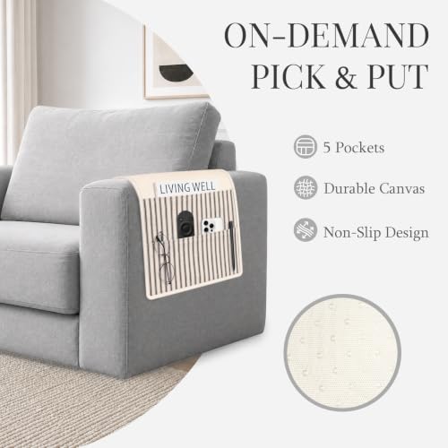 Grey Couch Remote Holder Armchair Caddy for Recliner & Sofa Organizer