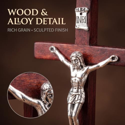 2-Pack Wooden Cross Crucifix Wall and Table Decor Religious Christian Ornaments