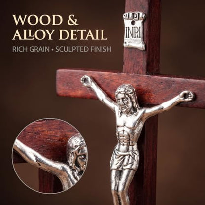 2-Pack Wooden Cross Crucifix Wall and Table Decor Religious Christian Ornaments