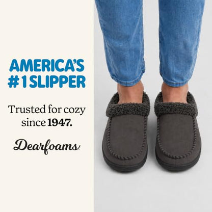 Dearfoams Men's Brendan Indoor Outdoor Breathable Memory Foam Clog Slippers - Size 7-8 Pavement