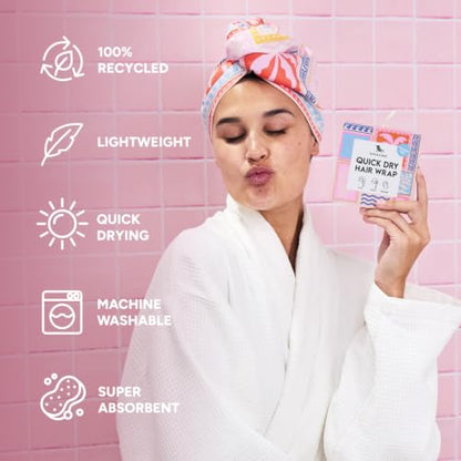 Turban Hair Towel for Home & Beach Sun Daze - Super Absorbent, Quick Dry, One Size
