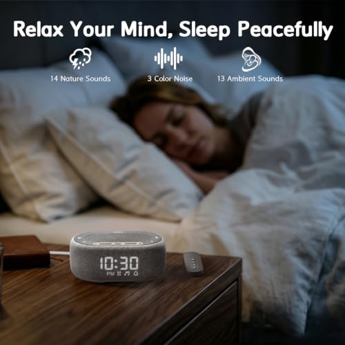 White Noise Machine with Alarm Clock - Sleep Aid & Bedside Speaker