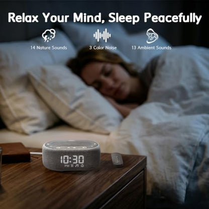 White Noise Machine with Alarm Clock - Sleep Aid & Bedside Speaker